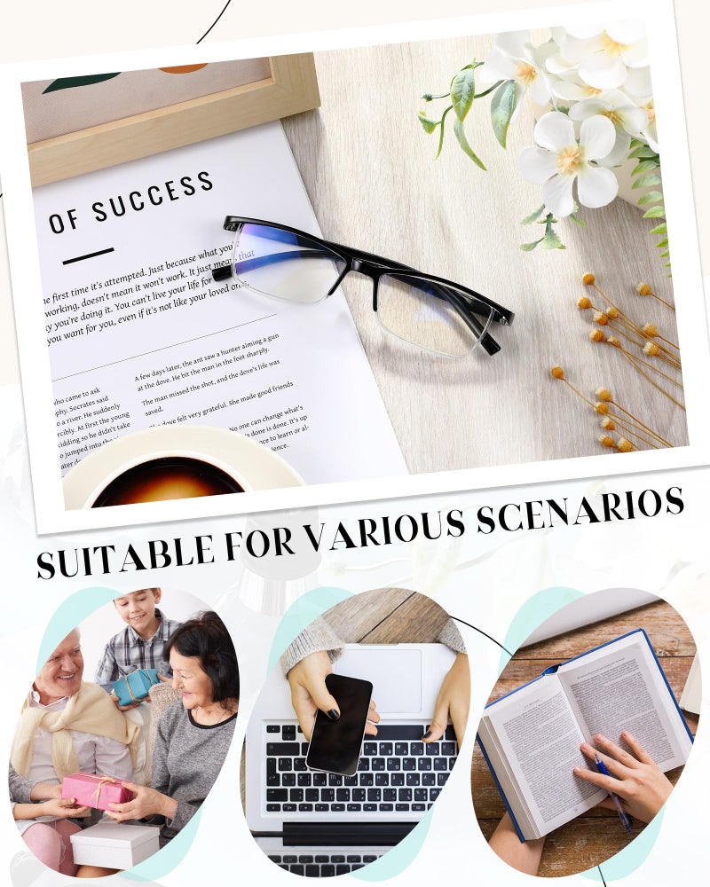 Copkim 30 Pcs Reading Glasses Men Bulk Blue Light Blocking Spring Hinges Half Frame Reading Glasses for Men Women(Black,2.5x) - Image 4