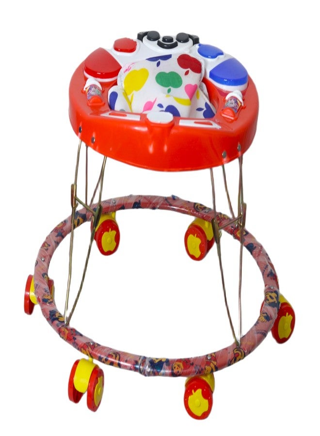 EVOSHINE Baby Round Walker with Music, Heavy Duty Metal Frame, 6-18 Months Baby Activity Walker, Safe & Comfortable First Step Walking Support (Red) - Image 5