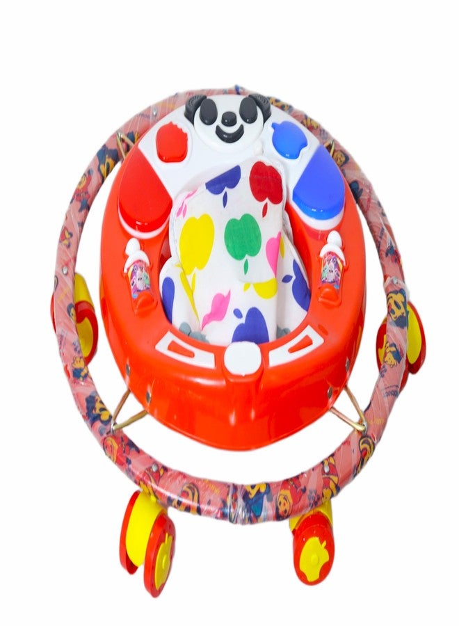 EVOSHINE Baby Round Walker with Music, Heavy Duty Metal Frame, 6-18 Months Baby Activity Walker, Safe & Comfortable First Step Walking Support (Red) - Image 4