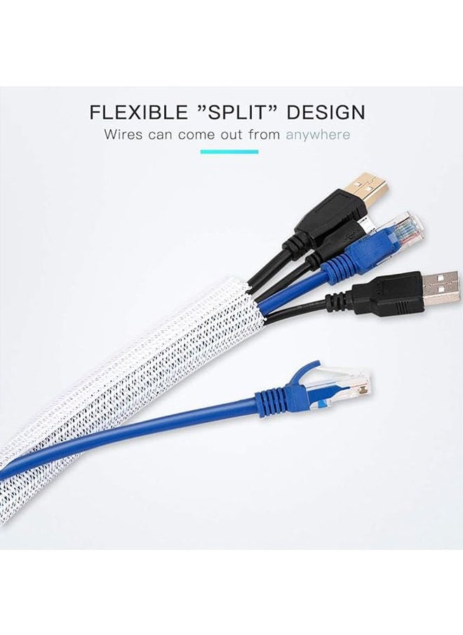 Generic Adjustable Braided Cable Sleeve 2m White, Wire Hider with Flame Retardancy Wires Organizer and Protector,  Data Cable Arrange, Cable Protection Sleeve for TV and Desk PC Cable Wraps  - Image 3