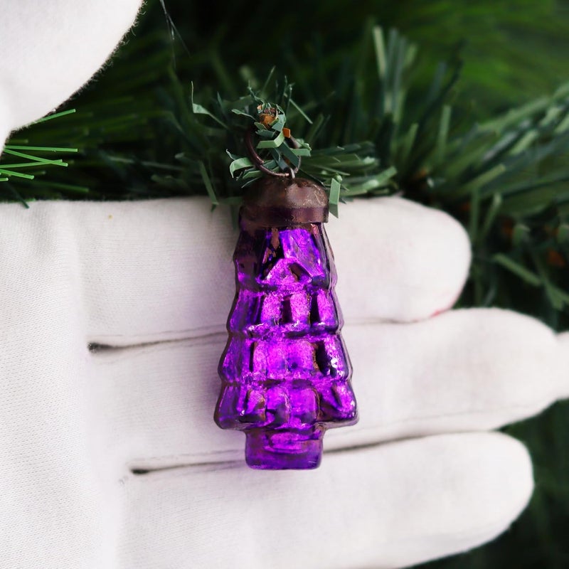 Indian-Shelf 100 Pieces Glass Gold Purple Christmas Ornaments Decorative Mercury Mini Vintage Bulk Hanging Ornaments for Halloween Christmas Tree New Year Valentine Day Holidays Event and Wedding Party Decor - Image 5