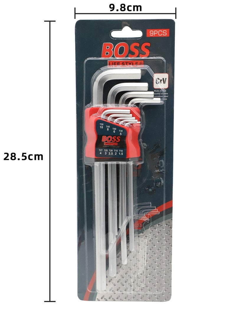 BOSS LIFE STYLE - Hex Key Allen Wrench Set, Hex Keys Set-9pcs With Holder Stand, L key Stanley Set With Long Arm Flat End (1.5mm – 10mm) - Image 1