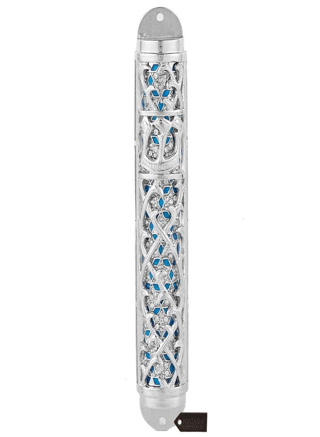 Matashi Hand Painted Enamel 7 inch Mezuzah Embellished with Hebrew Shin and Crystals Home Door Wall Decor Home Décor Jewish Holiday Housewarming Present House Blessing Gift for Holiday Festival - Image 1