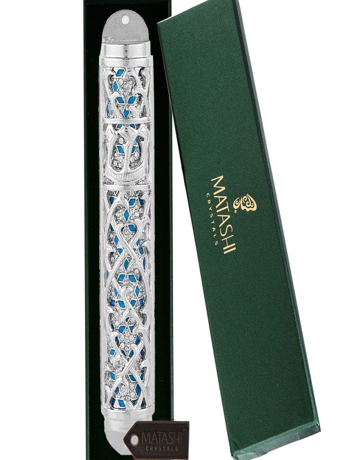 Matashi Hand Painted Enamel 7 inch Mezuzah Embellished with Hebrew Shin and Crystals Home Door Wall Decor Home Décor Jewish Holiday Housewarming Present House Blessing Gift for Holiday Festival - Image 2
