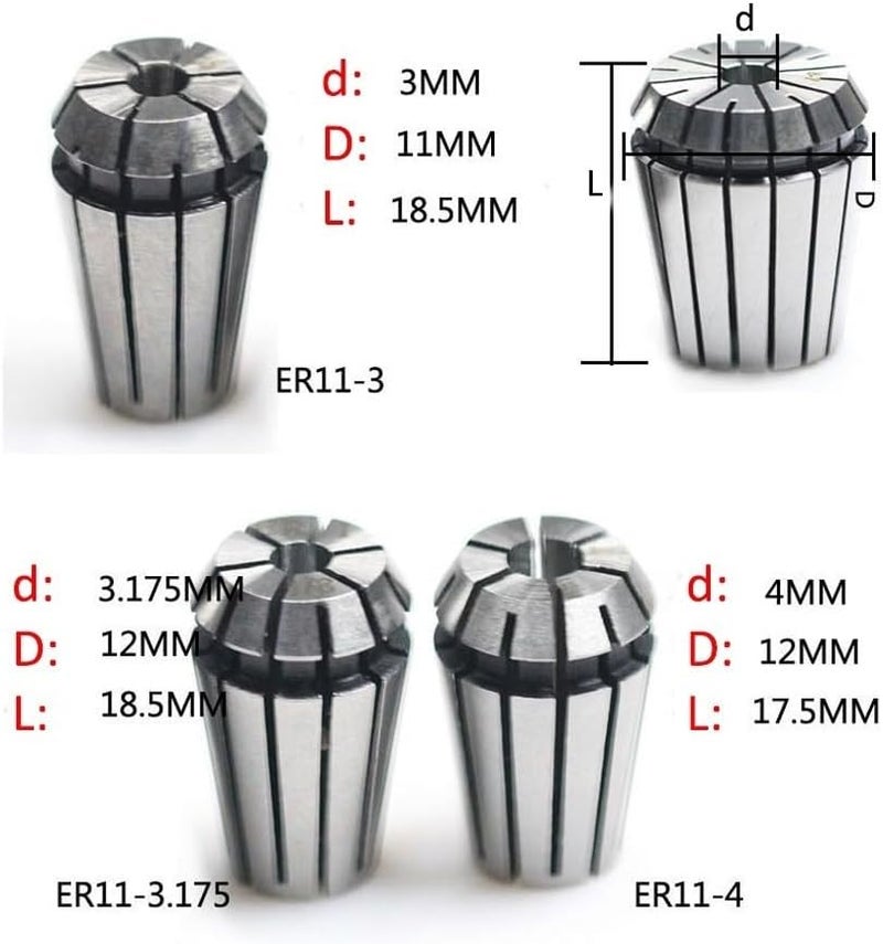 Collet Chuck Tool Holder 1 pcs ER11 ER16 ER20 ER25 ER32 ER spring collet chuck Accuracy 0.008mm for CNC milling tool holder Engraving machine spindle motor(ER11-5) - Image 5