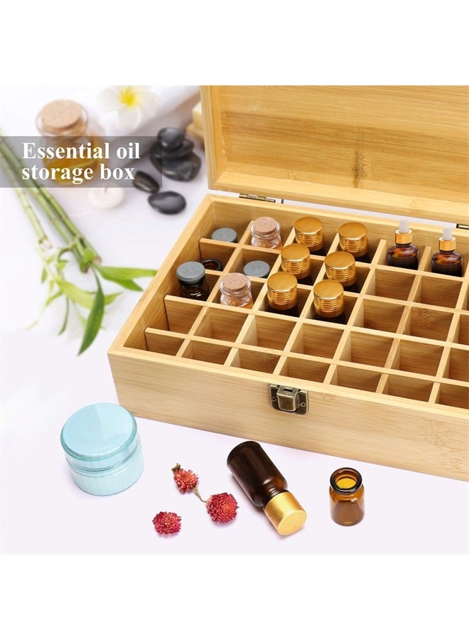 PhantomSky 35 Slots Wooden Aromatherapy Essential Oil Carrying Case, Natural Bamboo Essential Oil Organizer Storage Box Case Display Holder for Travel and Presentations Gift Box