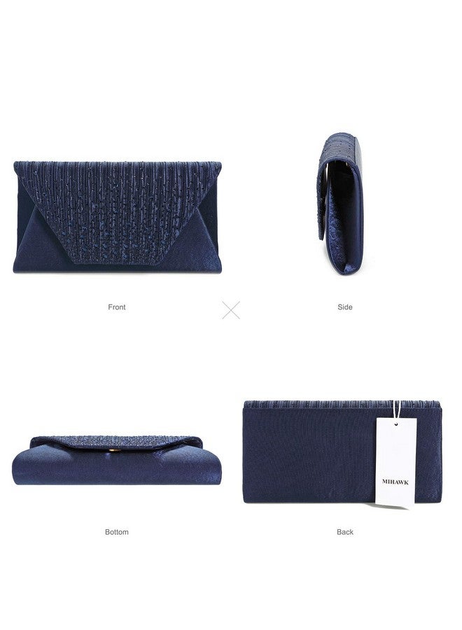 Mihawk clutches for women evening bag Envelope Handbag Party Bridal clutch purses for women wedding(Navy Blue) - Image 4