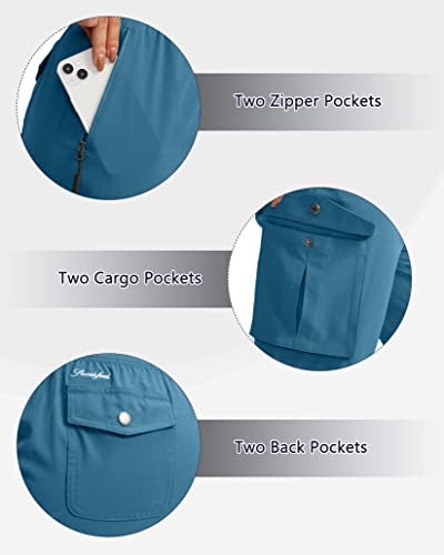 Soothfeel Women's Cargo Capris Pants with 6 Pockets Lightweight Quick Dry Travel Hiking Summer Pants for Women Casual (Blue, XXL) - Image 4