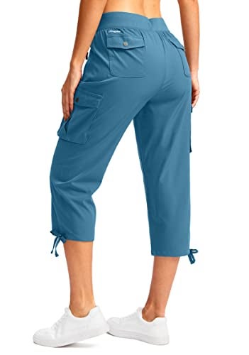 Soothfeel Women's Cargo Capris Pants with 6 Pockets Lightweight Quick Dry Travel Hiking Summer Pants for Women Casual (Blue, XXL) - Image 2