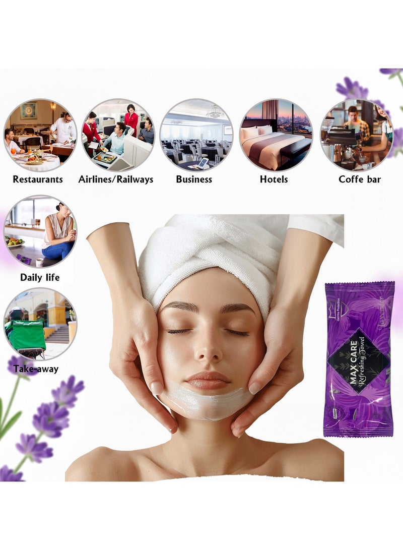 ماكس كير عبوة من 50 منشفة مبللة بالخزامى منعشة للجيم والصالون، منشفة تبريد، مناشف مبللة للاستخدام مرة واحدة، منشفة منعشة لإزالة المكياج. - Image 4