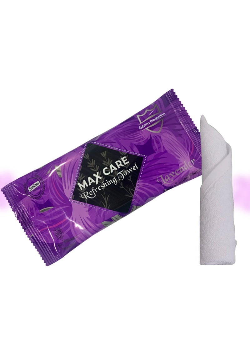 ماكس كير عبوة من 50 منشفة مبللة بالخزامى منعشة للجيم والصالون، منشفة تبريد، مناشف مبللة للاستخدام مرة واحدة، منشفة منعشة لإزالة المكياج. - Image 1