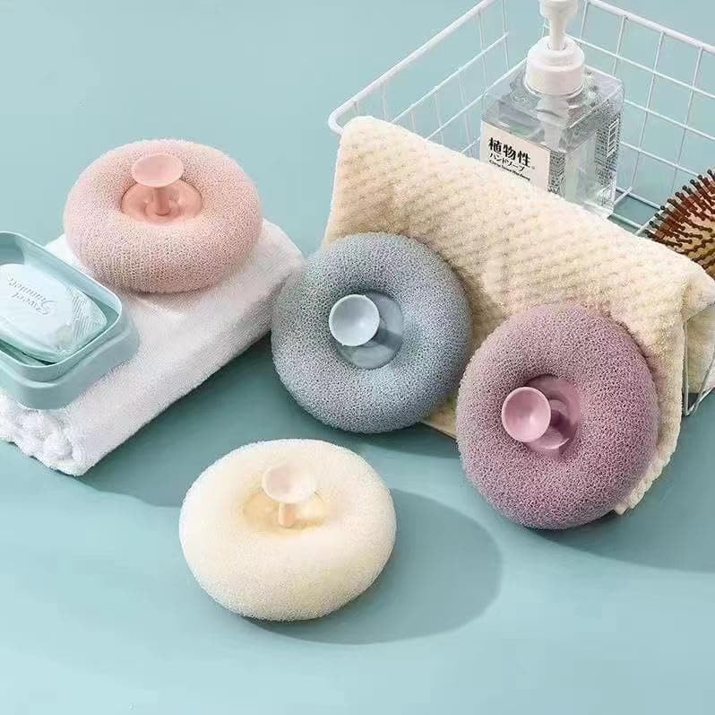 Abhaymart 2 pack Bath Shower Loofah Sponge Pouf Body Scrubber Exfoliator| Bathing Round Loofah for Men and Women| Ultra Soft Round Bath Sponge Loofah (LOFA BATH SPONGE) - Image 5