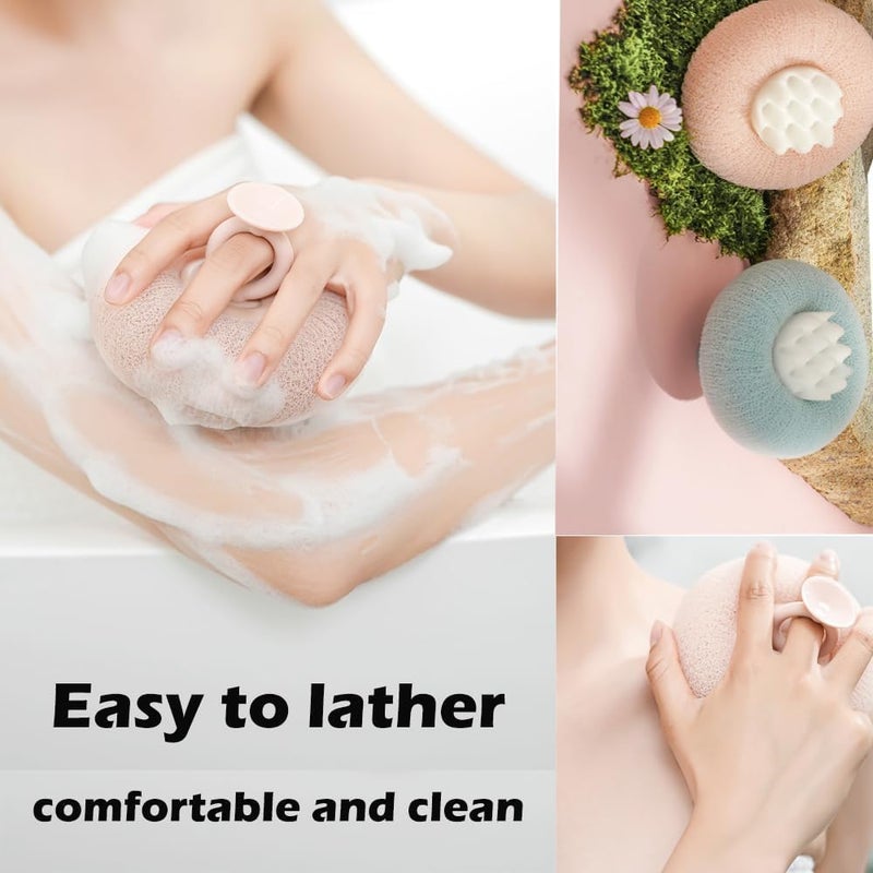 Abhaymart 2 pack Bath Shower Loofah Sponge Pouf Body Scrubber Exfoliator| Bathing Round Loofah for Men and Women| Ultra Soft Round Bath Sponge Loofah (LOFA BATH SPONGE) - Image 2