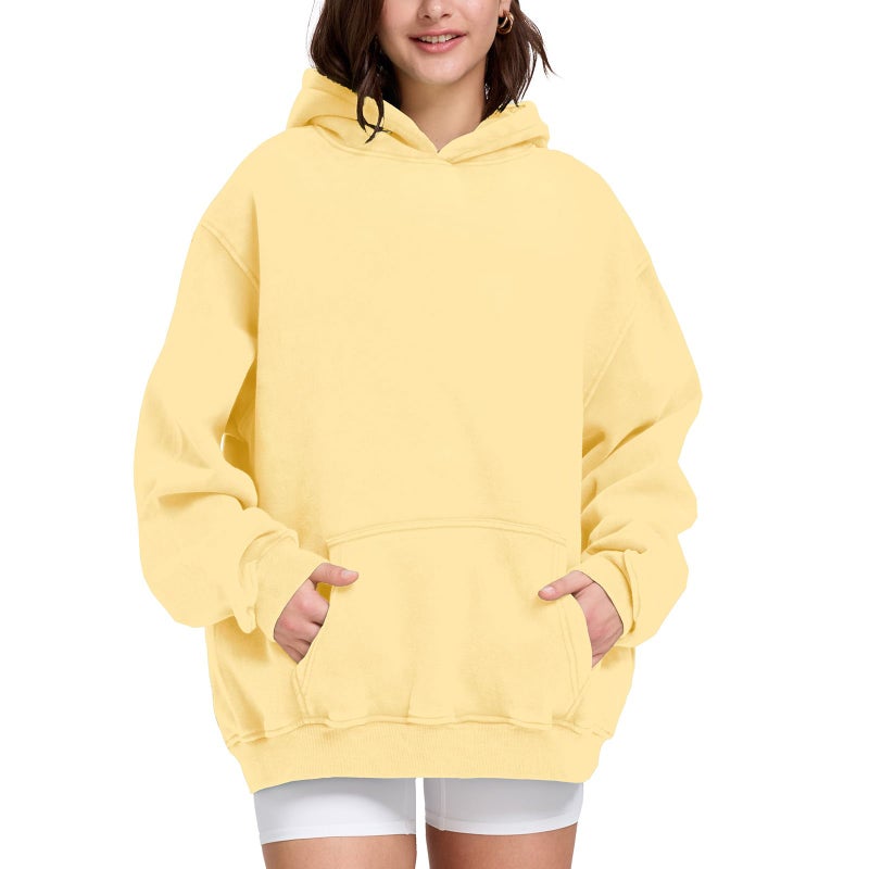 Dnzzs Acid Wash Hoodie for Womens Pullover Oversized Women's Fashion Butter Yellow Hoodies & Sweatshirts Vintage Sweatshirt Heavyweight - Image 2