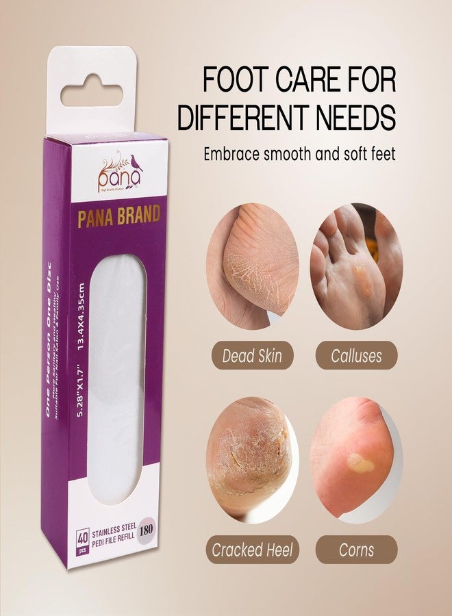 PANA 40 Pieces Large White Pedi File Refill for Stainless Steel Foot File Sanding Foot Rasp - Easy Strip Peel Pedicure Refill Pads - Grit 180 - Image 3
