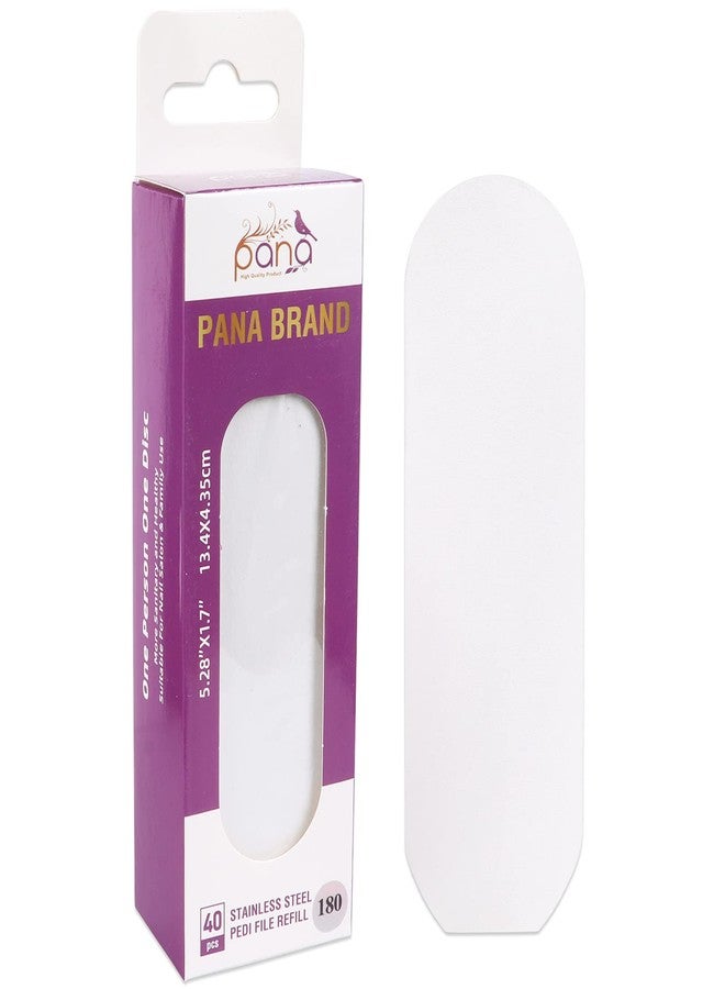PANA 40 Pieces Large White Pedi File Refill for Stainless Steel Foot File Sanding Foot Rasp - Easy Strip Peel Pedicure Refill Pads - Grit 180 - Image 1