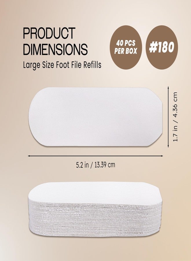 PANA 40 Pieces Large White Pedi File Refill for Stainless Steel Foot File Sanding Foot Rasp - Easy Strip Peel Pedicure Refill Pads - Grit 180 - Image 2