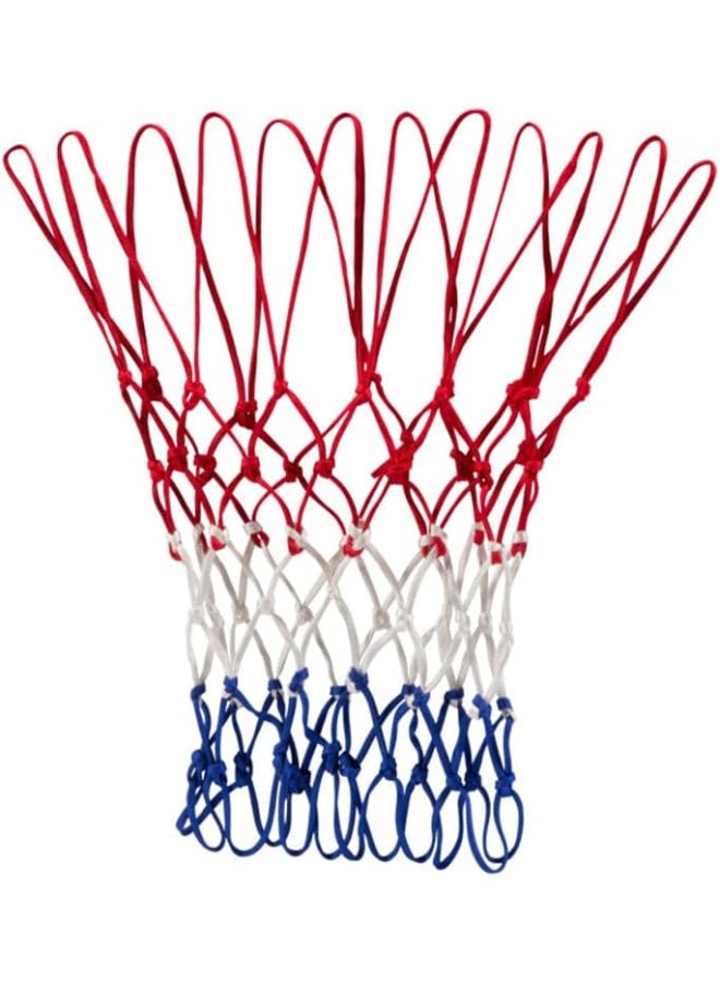 باكت يحتوي على قطعتين شبكة سلة (أحمر، أبيض، أزرق) - شبكة كرة سلة متينة للاستبدال. - Image 2