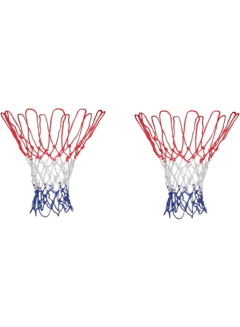 باكت يحتوي على قطعتين شبكة سلة (أحمر، أبيض، أزرق) - شبكة كرة سلة متينة للاستبدال. - Image 3