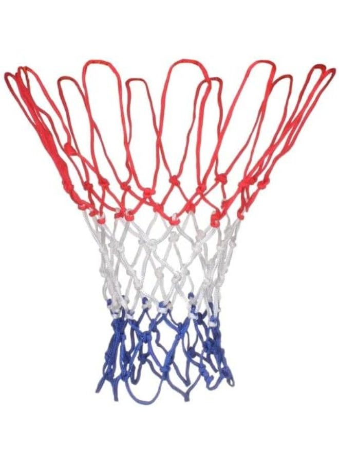 باكت يحتوي على قطعتين شبكة سلة (أحمر، أبيض، أزرق) - شبكة كرة سلة متينة للاستبدال. - Image 1