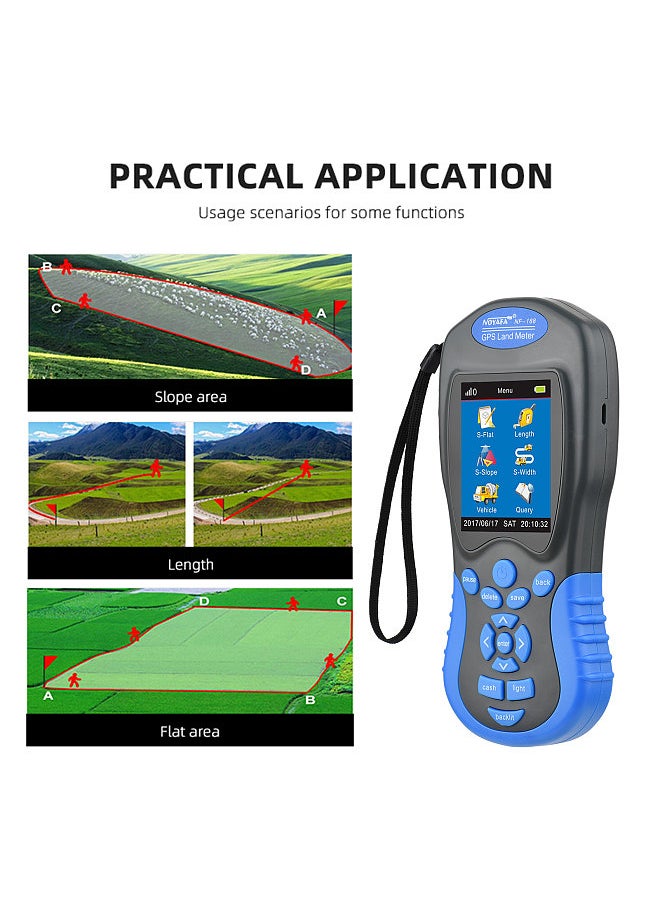 NOYAFA - NF-188 GPS Land Meter Handheld Digital LCD Farmland Area Length Measuring Device, Automatic Manual Mode Outdoor Greenland Surveying Measurement Tool - Image 1