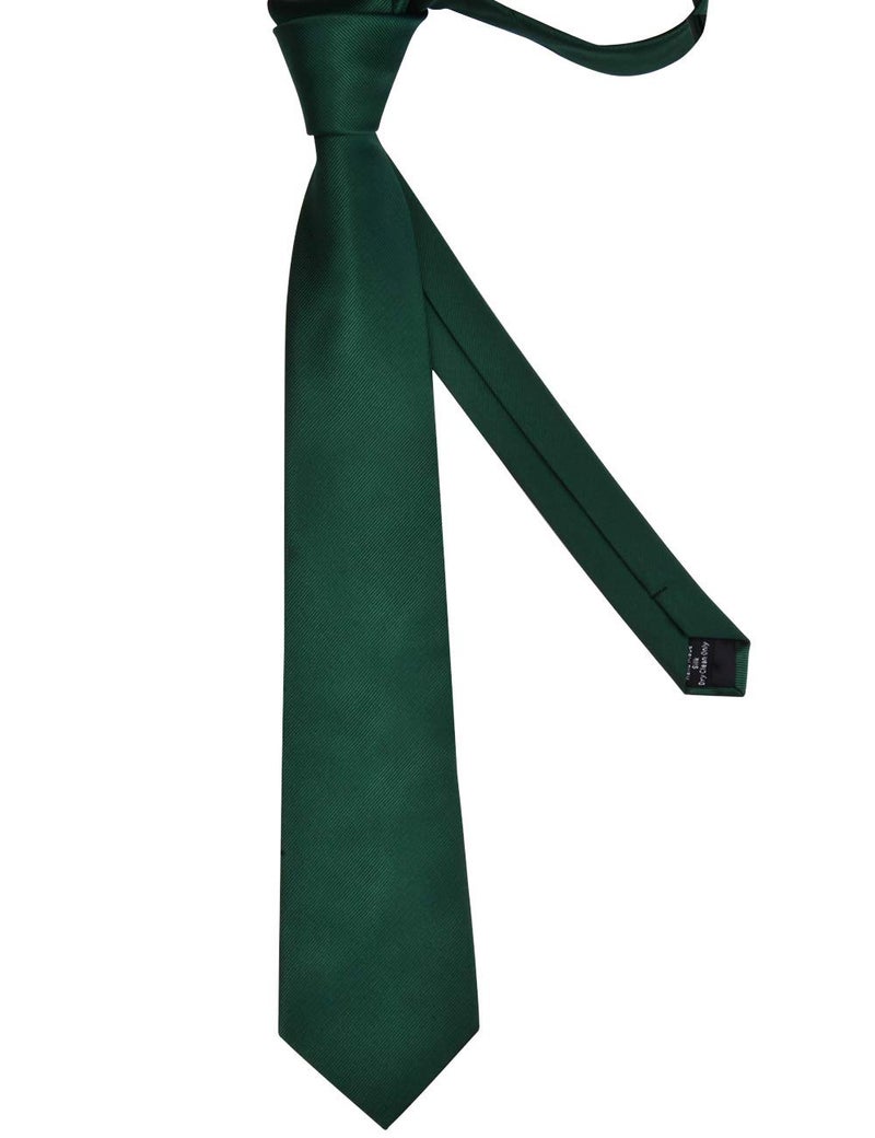 GUSLESON Brand Mens Dark Green Ties For Men Solid Necktie Fashion Wedding Tie (0791-02) - Image 3