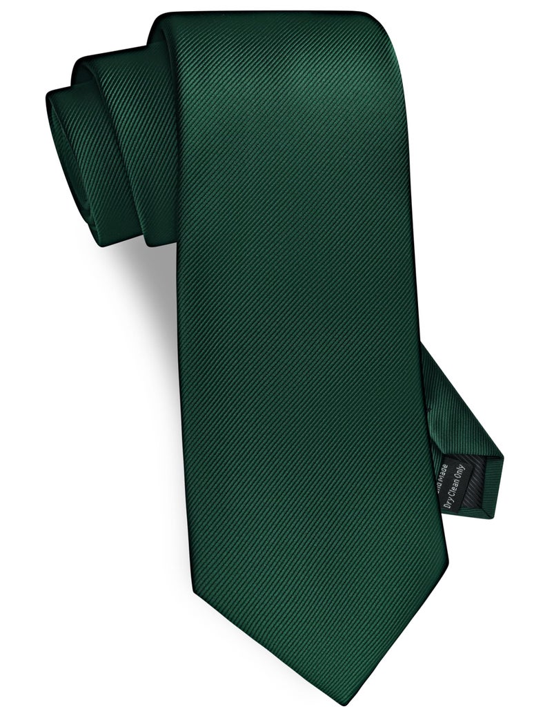 GUSLESON Brand Mens Dark Green Ties For Men Solid Necktie Fashion Wedding Tie (0791-02) - Image 1