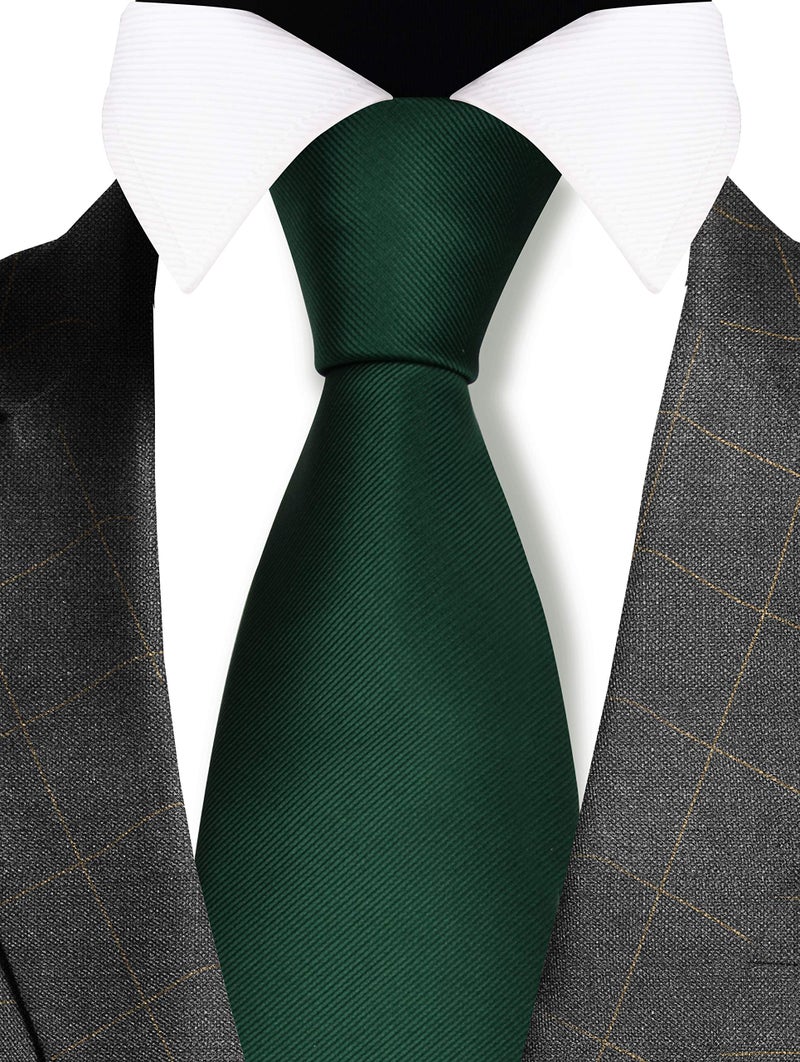 GUSLESON Brand Mens Dark Green Ties For Men Solid Necktie Fashion Wedding Tie (0791-02) - Image 2