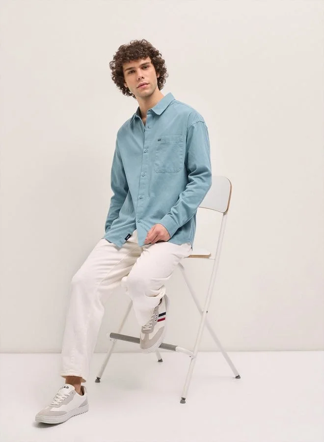 THE BEAR HOUSE Shacket for Men | Long Sleeve, Casual Button-Down | Soft, Breathable Fabric for Work, Everyday, & All-Season Wear in Stylish Design