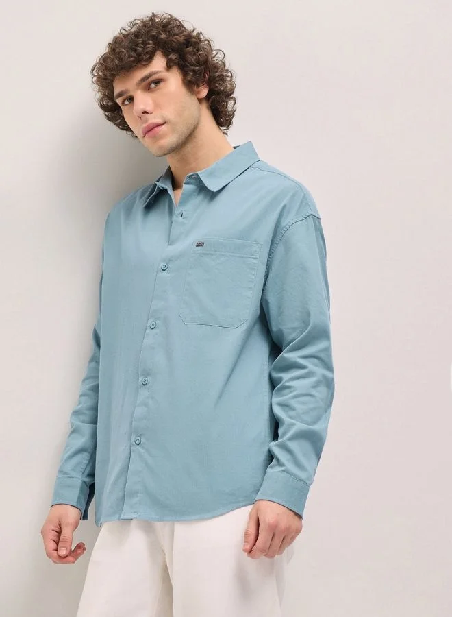 THE BEAR HOUSE Shacket for Men | Long Sleeve, Casual Button-Down | Soft, Breathable Fabric for Work, Everyday, & All-Season Wear in Stylish Design