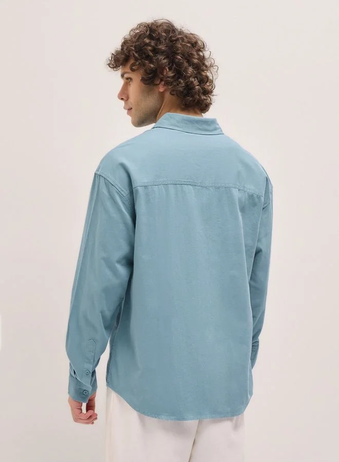 THE BEAR HOUSE Shacket for Men | Long Sleeve, Casual Button-Down | Soft, Breathable Fabric for Work, Everyday, & All-Season Wear in Stylish Design