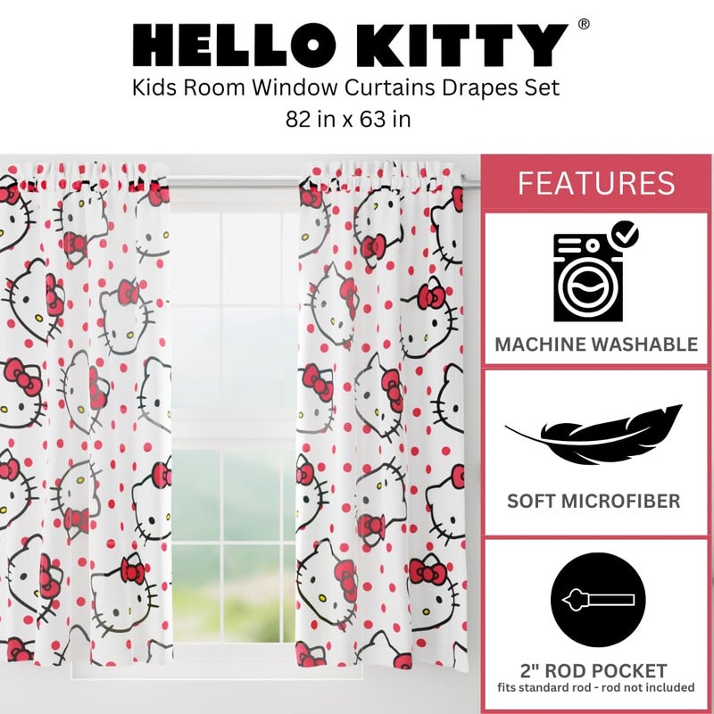 Franco Hello Kitty Kids Room Window Curtains Drapes Set, 82 in x 63 in, (Official Licensed Product) by Franco - Image 3