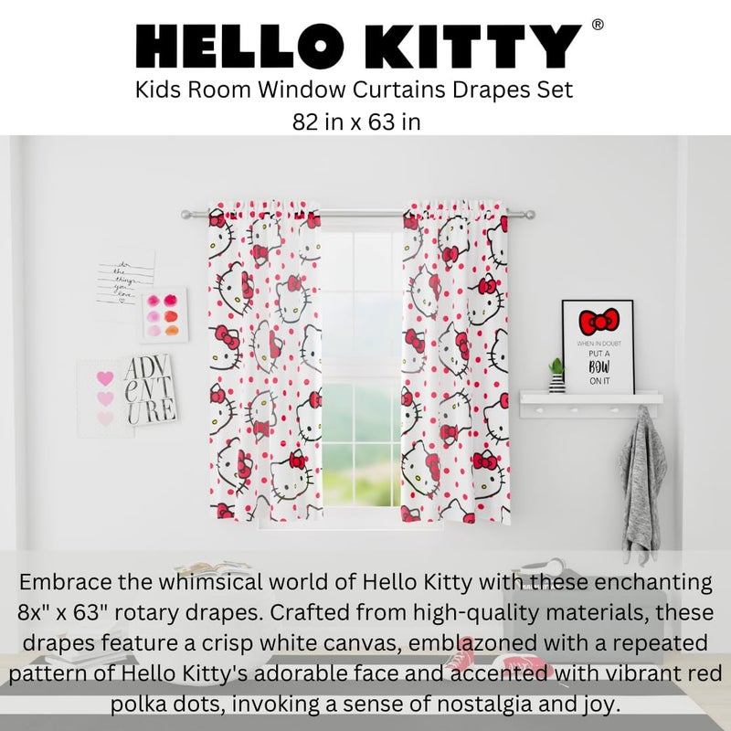 Franco Hello Kitty Kids Room Window Curtains Drapes Set, 82 in x 63 in, (Official Licensed Product) by Franco - Image 2