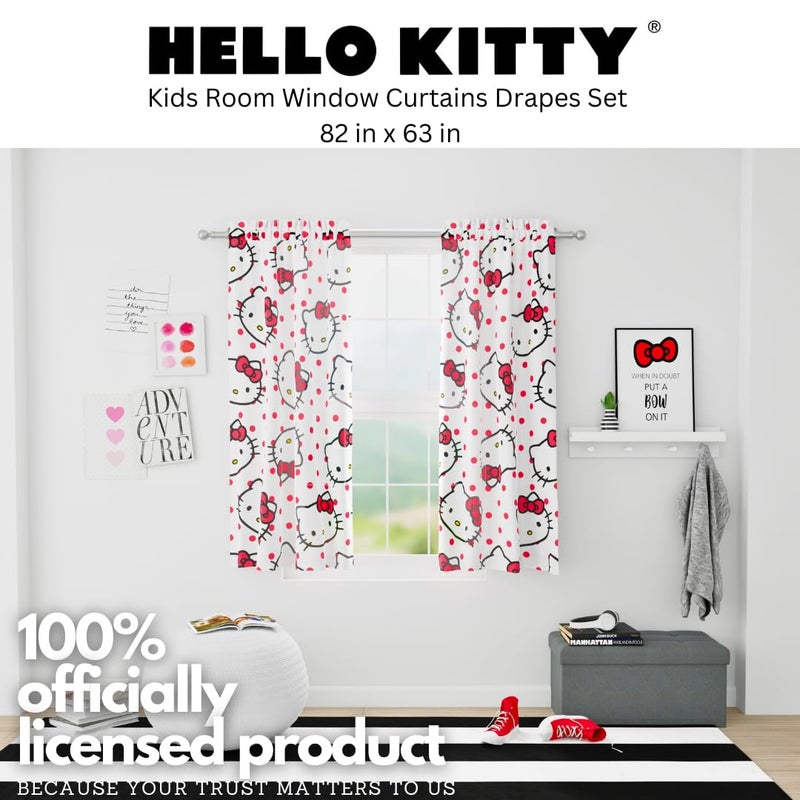 Franco Hello Kitty Kids Room Window Curtains Drapes Set, 82 in x 63 in, (Official Licensed Product) by Franco - Image 4