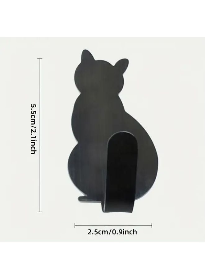 4pcs Silvery Stainless Steel Wall Mounted Cat Shaped Hooks Heavy Duty Adhesive Rustproof for Home Decor - Image 4