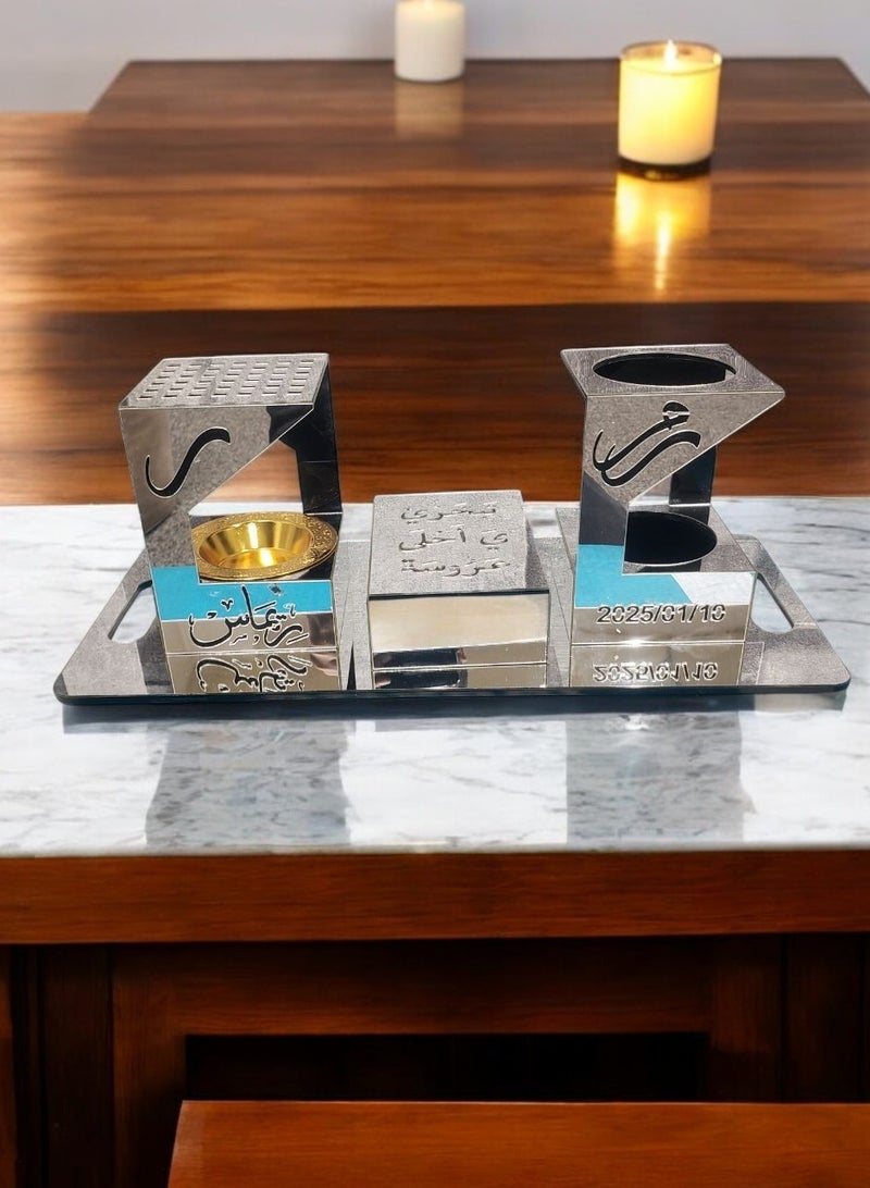 fan baytk Bride's Incense Burner and Chimney - Dimensions 9x9x13.5 cm with Bouquet Stand and Incense Storage Box - A magical aromatic experience that adds a touch of luxury to your special occasions! - Image 1