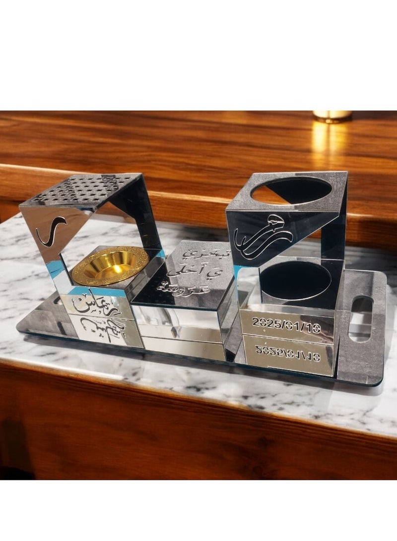 fan baytk Bride's Incense Burner and Chimney - Dimensions 9x9x13.5 cm with Bouquet Stand and Incense Storage Box - A magical aromatic experience that adds a touch of luxury to your special occasions! - Image 3