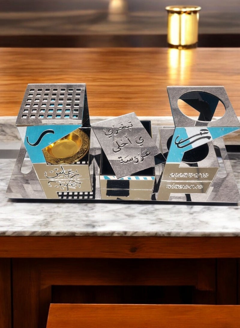 fan baytk Bride's Incense Burner and Chimney - Dimensions 9x9x13.5 cm with Bouquet Stand and Incense Storage Box - A magical aromatic experience that adds a touch of luxury to your special occasions! - Image 5