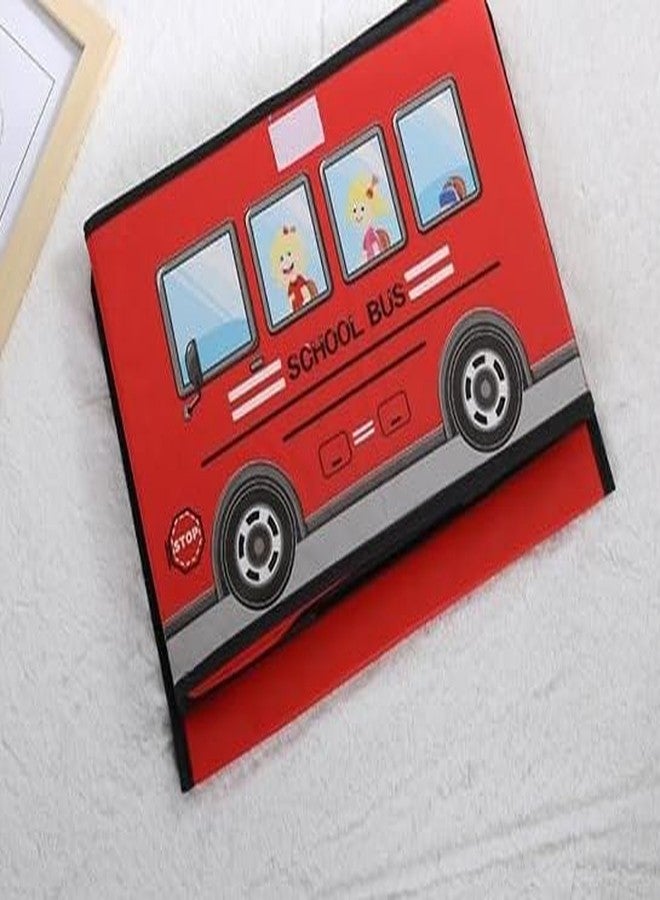 Blenzza Deco™ Kids School Bus/Sitting Stool/Storage Box/Playing Toy Storage Box (Pack of 1, Red) - Image 2
