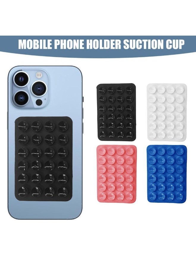 4 Pack Silicone Suction Phone Case, Double Sided Suction Cup, Anti-Slip Hands-Free Mobile Accessory Holder, Suitable for Videos and Selfies (Black, Light Pink, White, Blue)  - Image 1