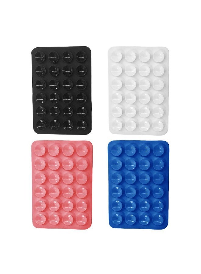 4 Pack Silicone Suction Phone Case, Double Sided Suction Cup, Anti-Slip Hands-Free Mobile Accessory Holder, Suitable for Videos and Selfies (Black, Light Pink, White, Blue)  - Image 2
