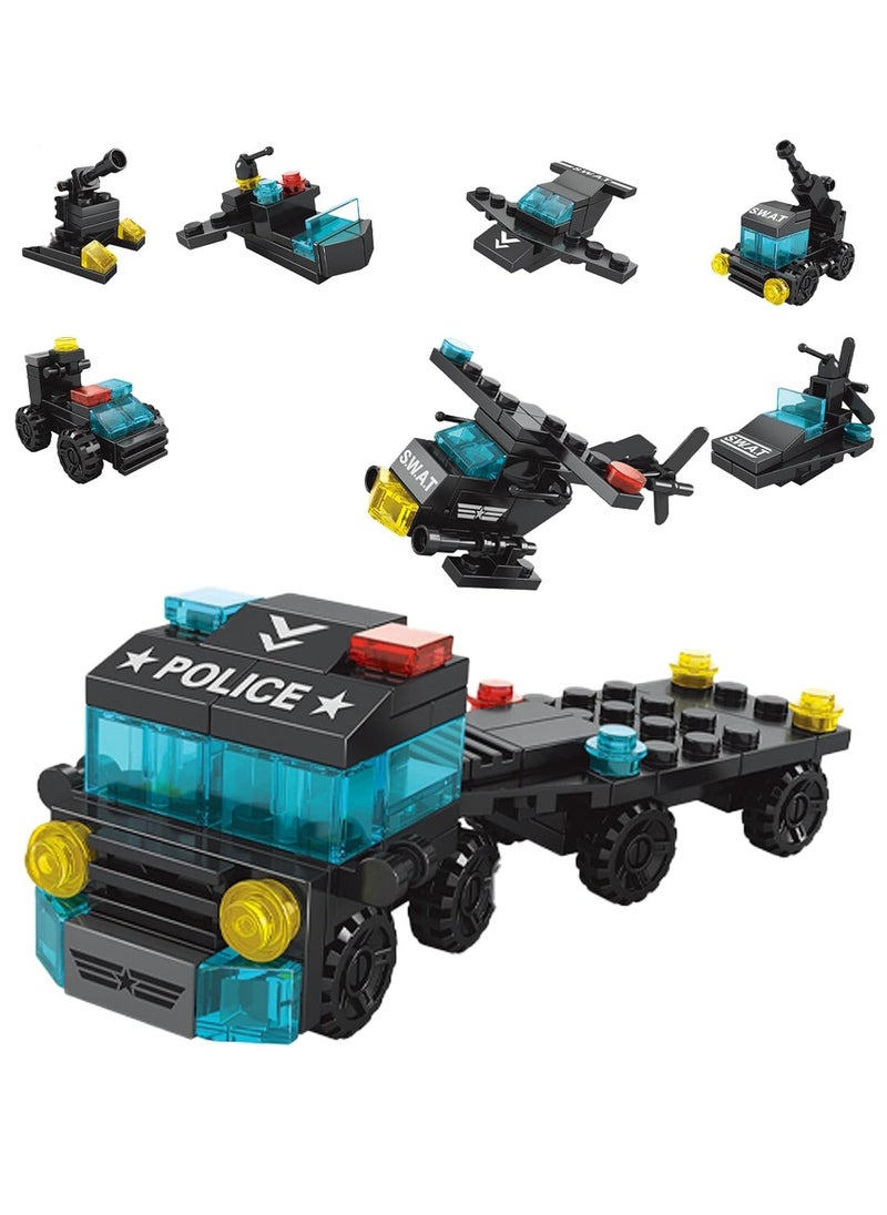 6 in 1 Police Special Action Rescue Series Building Block Toys for Boys Over 4 Years Old Children's Gift Creative City Special Police Force 123 Pieces - Compatible with other building block toys  - Image 1
