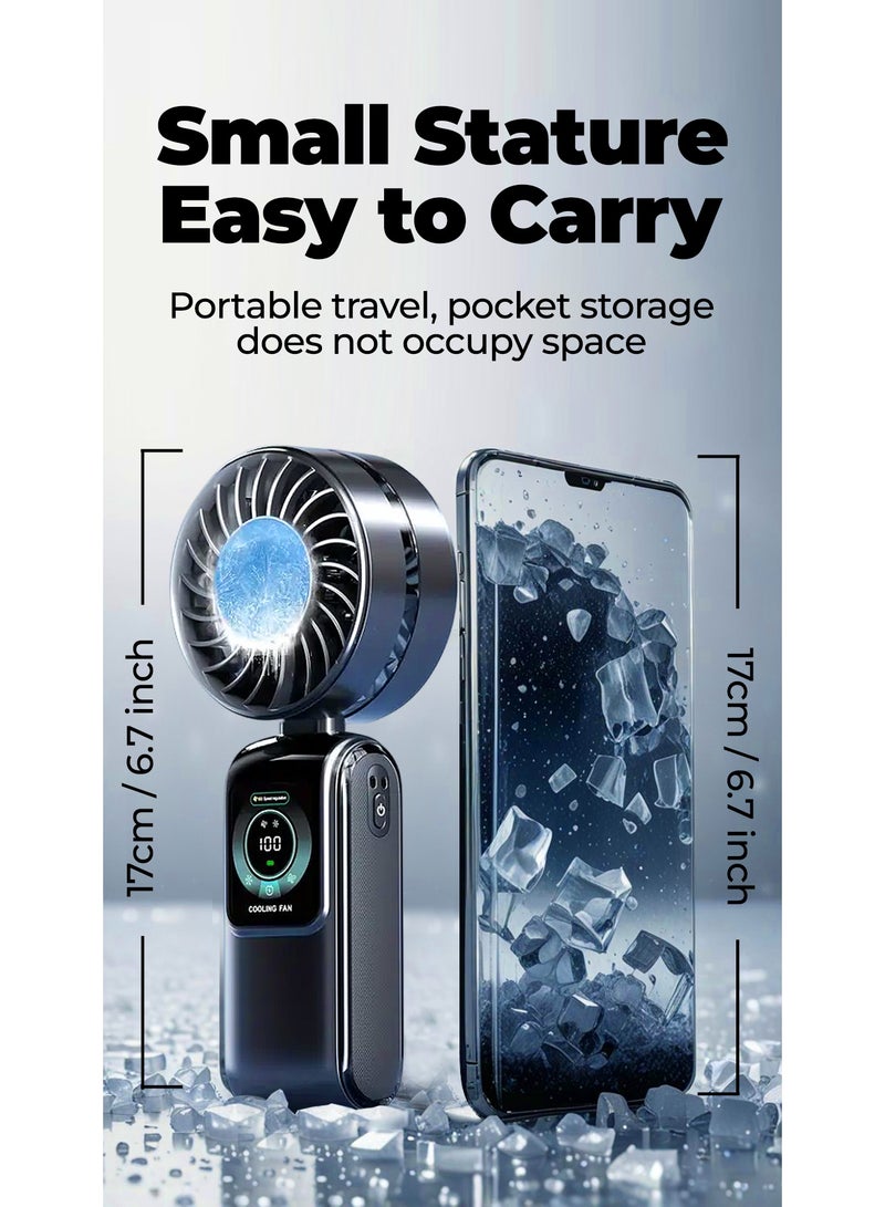 "Portable Foldable Mini Fan with 3.5W Power, 3600mAh Battery, Superconducting Refrigeration, USB Charging, 3D Ice Effect, Quiet 100dB Noise Reduction – Compact Travel Fan for Home, Office & Outdoor Use | Modern Design | Gift for Men & Women" - Image 2