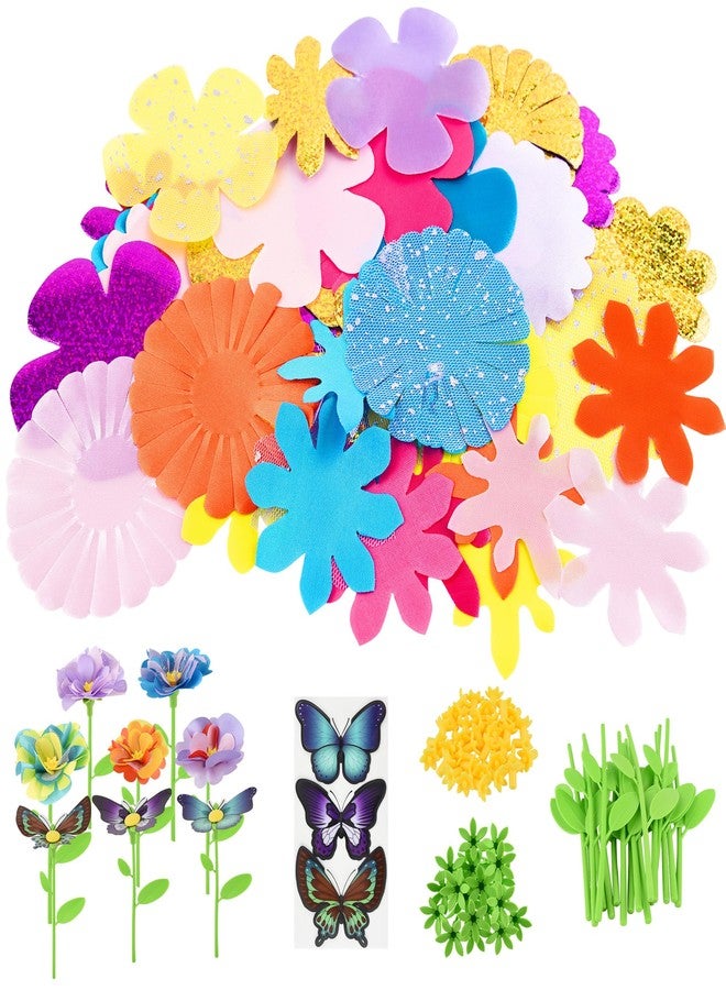 Nicella DIY Fabric Flower Bouquet Toy Accessories,Valentines Crafts for Kids-Creative Flower Market & Arts & Crafts Add-On Kits for Kids (Makes 33 Flowers & 3 Butterflies, 36 Pieces Total) - Image 1