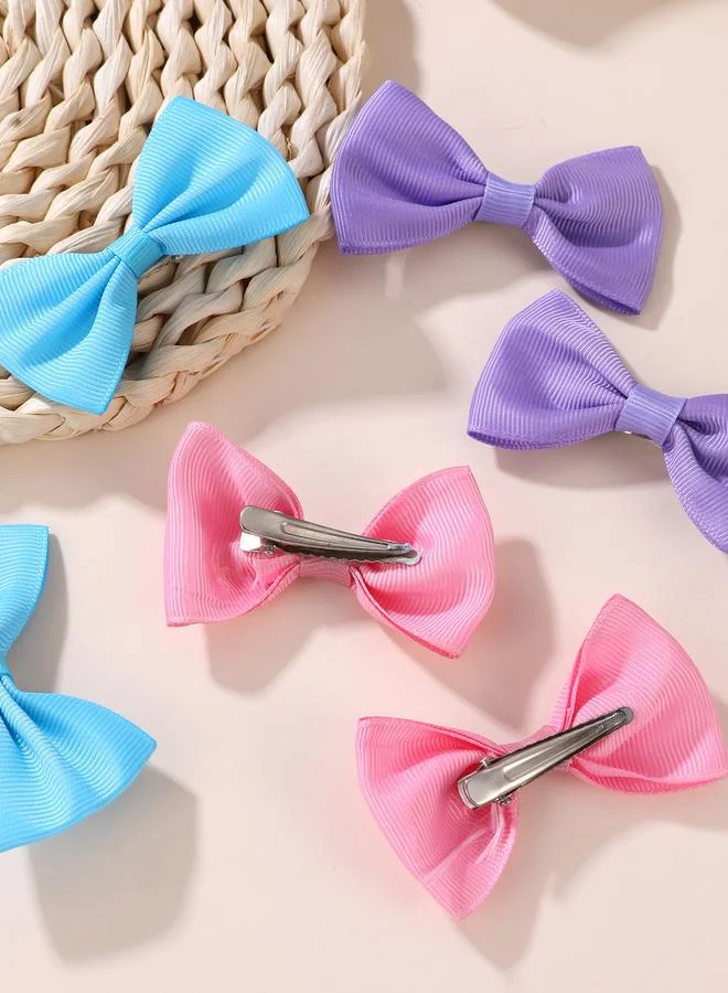 تايك تو Set of 8 - Solid Bow Hair Clips-Random Color