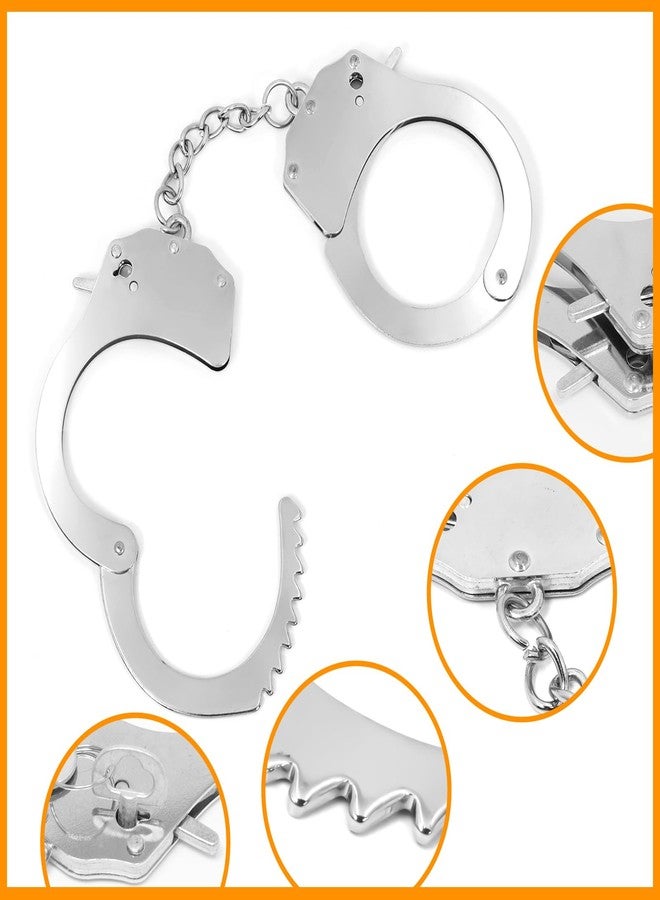 Lohoee 2Pcs Toy Metal Handcuffs with Keys, Toy Handcuffs Fake Pretend Play Props for Costume Props/Party Favors/Gift/Halloween Decoration - Image 3