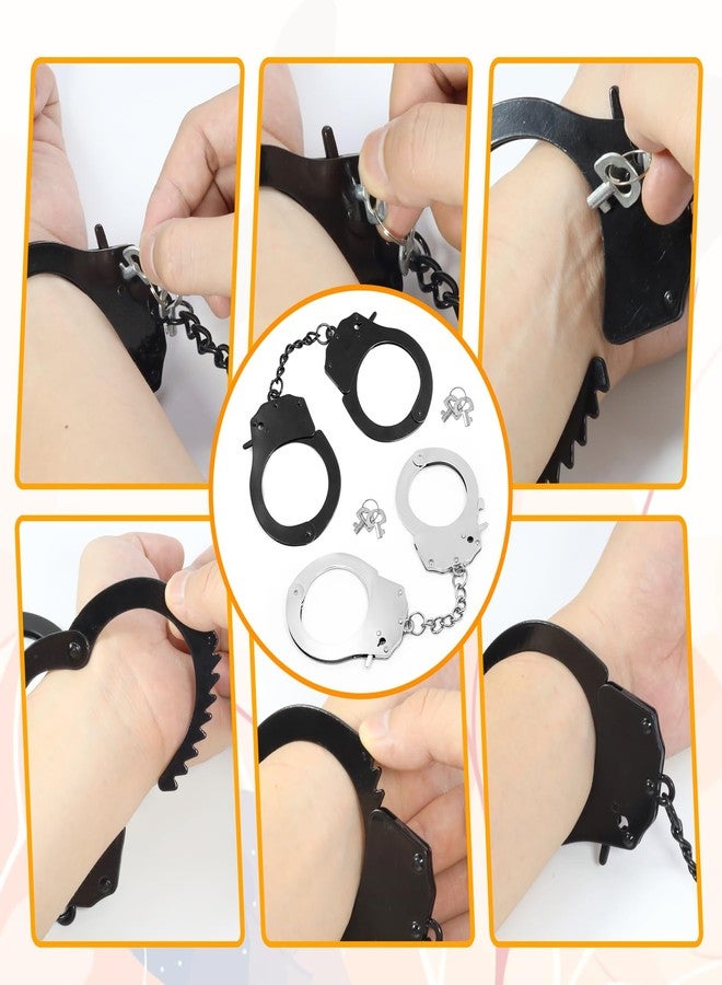 Lohoee 2Pcs Toy Metal Handcuffs with Keys, Toy Handcuffs Fake Pretend Play Props for Costume Props/Party Favors/Gift/Halloween Decoration - Image 4