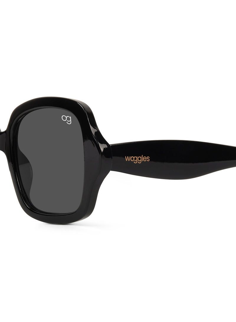 Woggles Designer Black Square Sunglasses| Men & Women| 100% Uv Protection - Image 3