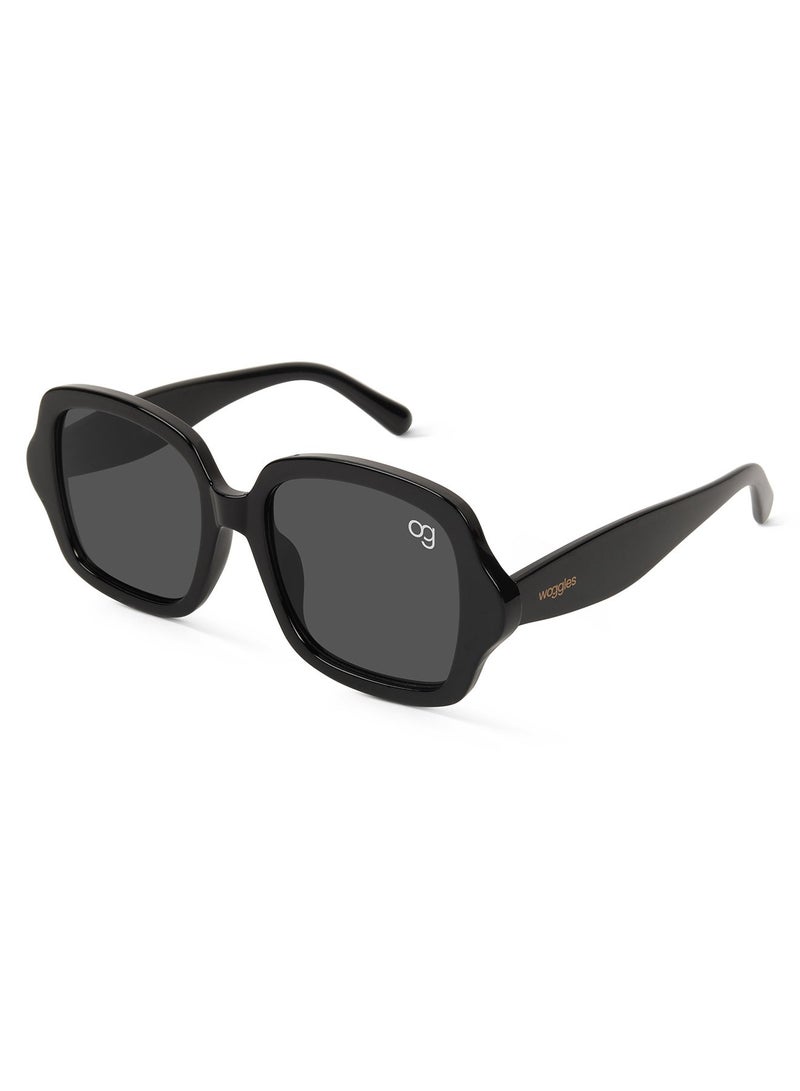 Woggles Designer Black Square Sunglasses| Men & Women| 100% Uv Protection - Image 2