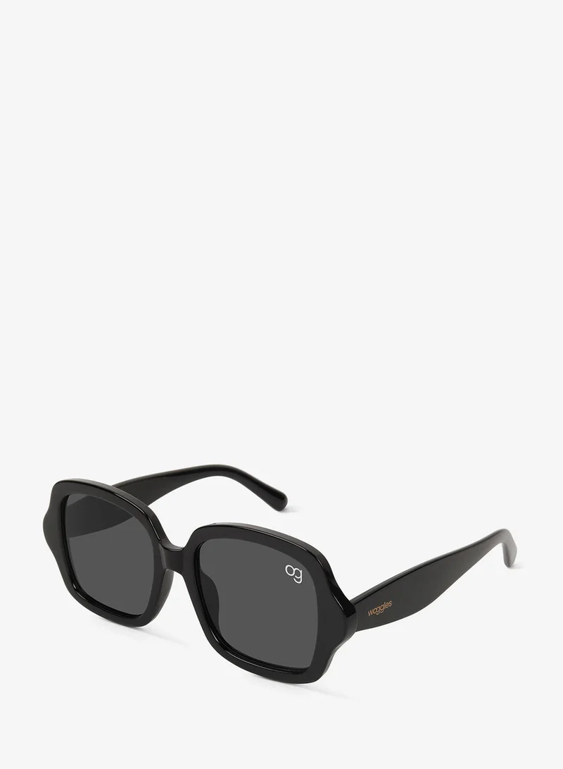 Woggles Designer Black Square Sunglasses| Men & Women| 100% Uv Protection